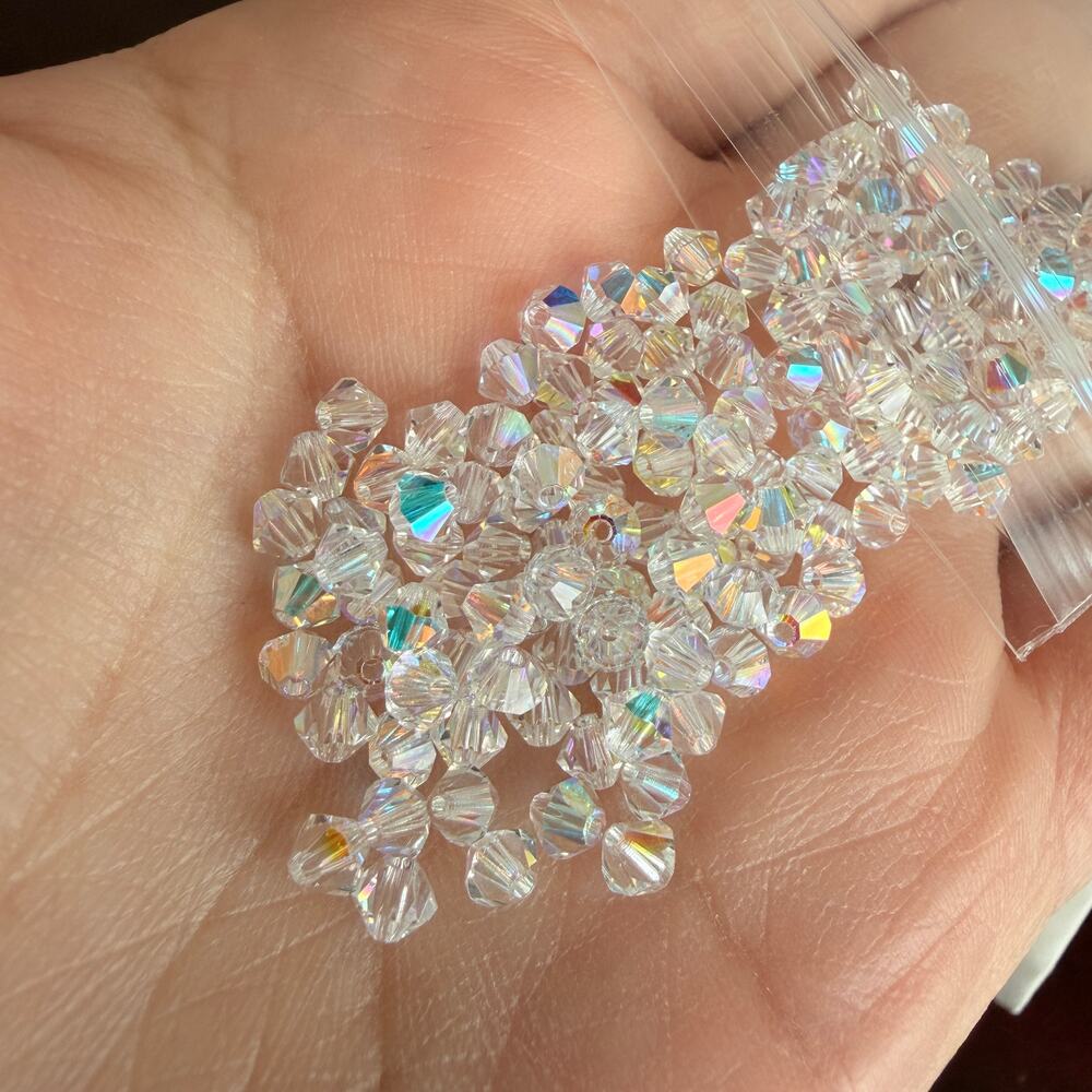 Genuine Preciosa Czech, 4mm Beads, 720pcs, Crystal AB Iridescent, Bicone - Picture 3 of 3